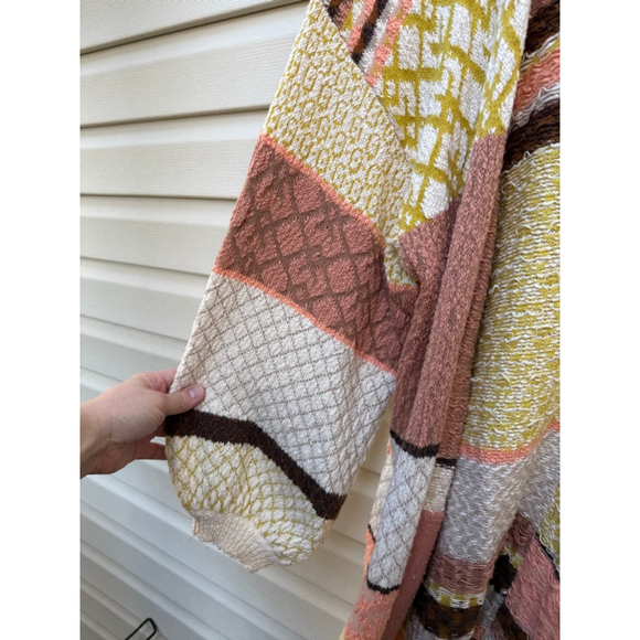 Free People Love & Kisses Patchwork Open Front Long Cardigan Sweater Small - Picture 5 of 9